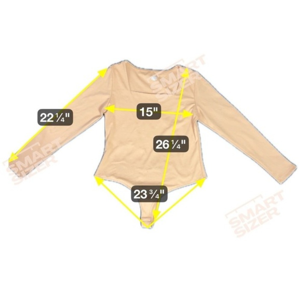 MANGOPOP Women XL Brown Square Neck Long Sleeve Snap Crotch Bodysuit Neutral - Picture 6 of 9